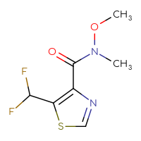 Chemical structure of 5-(difluoromethyl)-N-methoxy-N-methyl-1,3-thiazole-4-carboxamide - CSSB14856428638
