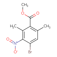Chemical structure of methyl 4-bromo-2,6-dimethyl-3-nitrobenzoate - CSSB03560353944