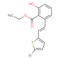 Chemical structure of ethyl 2-[(1E)-2-(5-bromothiophen-2-yl)ethenyl]-6-hydroxybenzoate - CSSB00032005066