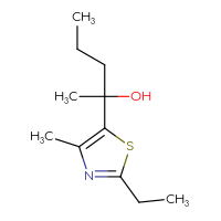 Chemical structure of 2-(2-ethyl-4-methyl-1,3-thiazol-5-yl)pentan-2-ol - CSSB06443779830