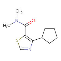 Chemical structure of 4-cyclopentyl-N,N-dimethyl-1,3-thiazole-5-carboxamide - CSSB01992205725