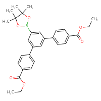 Chemical structure of ethyl 3'-[4-(ethoxycarbonyl)phenyl]-5'-(4,4,5,5-tetramethyl-1,3,2-dioxaborolan-2-yl)-[1,1'-biphenyl]-4-carboxylate - CSSB15352912323