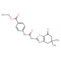 Chemical structure of ethyl 4-{[(5,5-dimethyl-7-oxo-4,5,6,7-tetrahydro-1,3-benzothiazol-2-yl)carbamoyl]amino}benzoate - CSSB21298174404