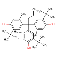 Chemical structure of 4-[1,1-bis(5-tert-butyl-4-hydroxy-2-methylphenyl)butyl]-2-tert-butyl-5-methylphenol - CSSB14823721234