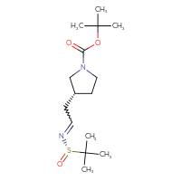 Chemical structure of tert-butyl (3R)-3-(2-{[(S)-2-methylpropane-2-sulfinyl]imino}ethyl)pyrrolidine-1-carboxylate - CSSB21332859742