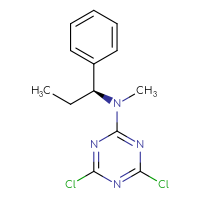 Chemical structure of 4,6-dichloro-N-methyl-N-[(1S)-1-phenylpropyl]-1,3,5-triazin-2-amine - CSSB21332153401