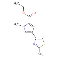 Chemical structure of ethyl 1-methyl-4-(2-methyl-1,3-thiazol-4-yl)-1H-pyrrole-2-carboxylate - CSSB00000296703
