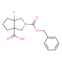 Chemical structure of 2-[(benzyloxy)carbonyl]-6a-fluoro-octahydrocyclopenta[c]pyrrole-3a-carboxylic acid - CSSB00153682710