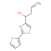 Chemical structure of 1-[2-(thiophen-2-yl)-1,3-thiazol-4-yl]but-3-en-1-ol - CSSB21246421579