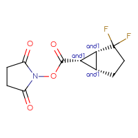 Chemical structure of rac-2,5-dioxopyrrolidin-1-yl (1R,5R,6S)-2,2-difluorobicyclo[3.1.0]hexane-6-carboxylate - CSSB20270078998