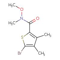 Chemical structure of 5-bromo-N-methoxy-N,3,4-trimethylthiophene-2-carboxamide - CSSB07127713018