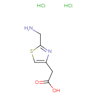 Chemical structure of 2-[2-(aminomethyl)-1,3-thiazol-4-yl]acetic acid dihydrochloride - CSSB00025784308