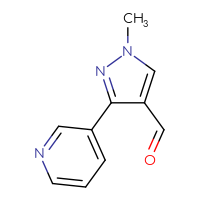 Chemical structure of 1-methyl-3-(pyridin-3-yl)-1H-pyrazole-4-carbaldehyde - CSSB00000744198