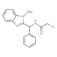Chemical structure of 2-chloro-N-[(1-methyl-1H-1,3-benzodiazol-2-yl)(phenyl)methyl]acetamide - CSSB02102334143