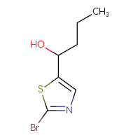 Chemical structure of 1-(2-bromo-1,3-thiazol-5-yl)butan-1-ol - CSSB21246425154