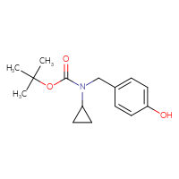 Chemical structure of tert-butyl N-cyclopropyl-N-[(4-hydroxyphenyl)methyl]carbamate - CSSB00113916388