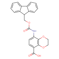 Chemical structure of 8-({[(9H-fluoren-9-yl)methoxy]carbonyl}amino)-2,3-dihydro-1,4-benzodioxine-5-carboxylic acid - CSSB14802301863