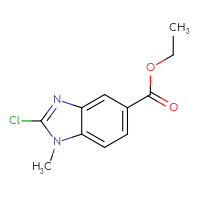 Chemical structure of ethyl 2-chloro-1-methyl-1H-1,3-benzodiazole-5-carboxylate - CSSB00135489748