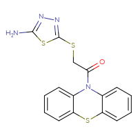 Chemical structure of 2-[(5-amino-1,3,4-thiadiazol-2-yl)sulfanyl]-1-(10H-phenothiazin-10-yl)ethan-1-one - CSSB00027913201