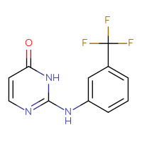 Chemical structure of 2-{[3-(trifluoromethyl)phenyl]amino}-3,4-dihydropyrimidin-4-one - CSSB02516459656