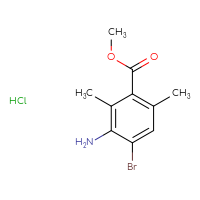 Chemical structure of methyl 3-amino-4-bromo-2,6-dimethylbenzoate hydrochloride - CSSB06359898474