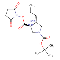 Chemical structure of rac-1-tert-butyl 3-(2,5-dioxopyrrolidin-1-yl) (3R,4R)-4-propylpyrrolidine-1,3-dicarboxylate - CSSB20270535388