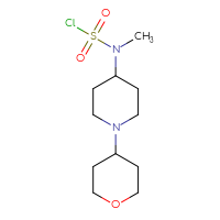 Chemical structure of N-methyl-N-[1-(oxan-4-yl)piperidin-4-yl]sulfamoyl chloride - CSSB21224771872