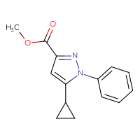 Chemical structure of methyl 5-cyclopropyl-1-phenyl-1H-pyrazole-3-carboxylate - CSSB00103755886