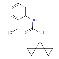Chemical structure of 3-{dispiro[2.0.2⁴.1³]heptan-7-yl}-1-(2-ethylphenyl)thiourea - CSSB01132711386