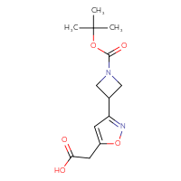 Chemical structure of 2-(3-{1-[(tert-butoxy)carbonyl]azetidin-3-yl}-1,2-oxazol-5-yl)acetic acid - CSSB20550089669