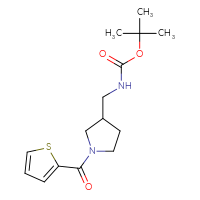 Chemical structure of tert-butyl N-{[1-(thiophene-2-carbonyl)pyrrolidin-3-yl]methyl}carbamate - CSSB00000058535