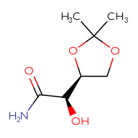 Chemical structure of (2R)-2-[(4S)-2,2-dimethyl-1,3-dioxolan-4-yl]-2-hydroxyacetamide - CSSB00016038946