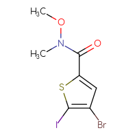 Chemical structure of 4-bromo-5-iodo-N-methoxy-N-methylthiophene-2-carboxamide - CSSB07084328234