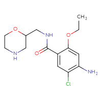Chemical structure of 4-amino-5-chloro-2-ethoxy-N-[(morpholin-2-yl)methyl]benzamide - CSSB00009979804