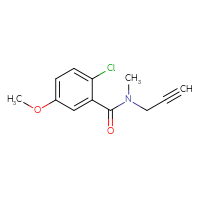 Chemical structure of 2-chloro-5-methoxy-N-methyl-N-(prop-2-yn-1-yl)benzamide - CSSB06264554787
