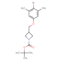 Chemical structure of tert-butyl 3-[(4-bromo-3,5-dimethylphenoxy)methyl]azetidine-1-carboxylate - CSSB00132308880