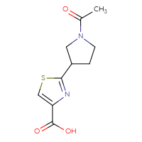 Chemical structure of 2-(1-acetylpyrrolidin-3-yl)-1,3-thiazole-4-carboxylic acid - CSSB03496553760