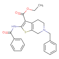 Chemical structure of ethyl 2-benzamido-6-benzyl-4H,5H,6H,7H-thieno[2,3-c]pyridine-3-carboxylate - CSSB00121659252