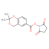 Chemical structure of 2,5-dioxopyrrolidin-1-yl 2,2-dimethyl-2,4-dihydro-1,3-benzodioxine-6-carboxylate - CSSB20270393689