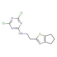 Chemical structure of 4,6-dichloro-N-(2-{4H,5H,6H-cyclopenta[d][1,3]thiazol-2-yl}ethyl)-1,3,5-triazin-2-amine - CSSB21332129456