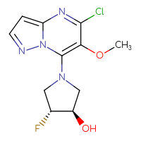 Chemical structure of (3R,4R)-1-{5-chloro-6-methoxypyrazolo[1,5-a]pyrimidin-7-yl}-4-fluoropyrrolidin-3-ol - CSSS14948282082