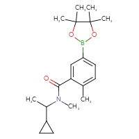 Chemical structure of N-(1-cyclopropylethyl)-N,2-dimethyl-5-(4,4,5,5-tetramethyl-1,3,2-dioxaborolan-2-yl)benzamide - CSSB02533261525