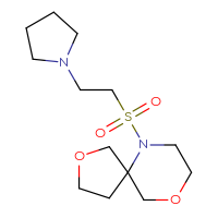 Chemical structure of 6-[2-(pyrrolidin-1-yl)ethanesulfonyl]-2,9-dioxa-6-azaspiro[4.5]decane - CSSS00138486316