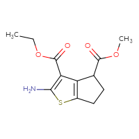 Chemical structure of 3-ethyl 4-methyl 2-amino-4H,5H,6H-cyclopenta[b]thiophene-3,4-dicarboxylate - CSSB21298174817