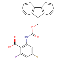Chemical structure of 2-({[(9H-fluoren-9-yl)methoxy]carbonyl}amino)-4-fluoro-6-iodobenzoic acid - CSSB20621787899
