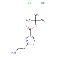 Chemical structure of tert-butyl 2-(2-aminoethyl)-1,3-thiazole-4-carboxylate dihydrochloride - CSSB14948179075