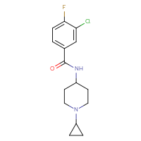 Chemical structure of 3-chloro-N-(1-cyclopropylpiperidin-4-yl)-4-fluorobenzamide - CSSB02037486981