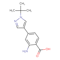 Chemical structure of 2-amino-4-(1-tert-butyl-1H-pyrazol-4-yl)benzoic acid - CSSB21531598991