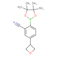 Chemical structure of 5-(oxetan-3-yl)-2-(4,4,5,5-tetramethyl-1,3,2-dioxaborolan-2-yl)benzonitrile - CSSB00010045462