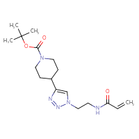 Chemical structure of tert-butyl 4-{1-[2-(prop-2-enamido)ethyl]-1H-1,2,3-triazol-4-yl}piperidine-1-carboxylate - CSSB21332070951